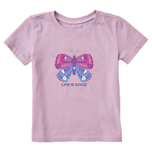 Toddler Butterfly Flowers Short Sleeve Crusher Tee