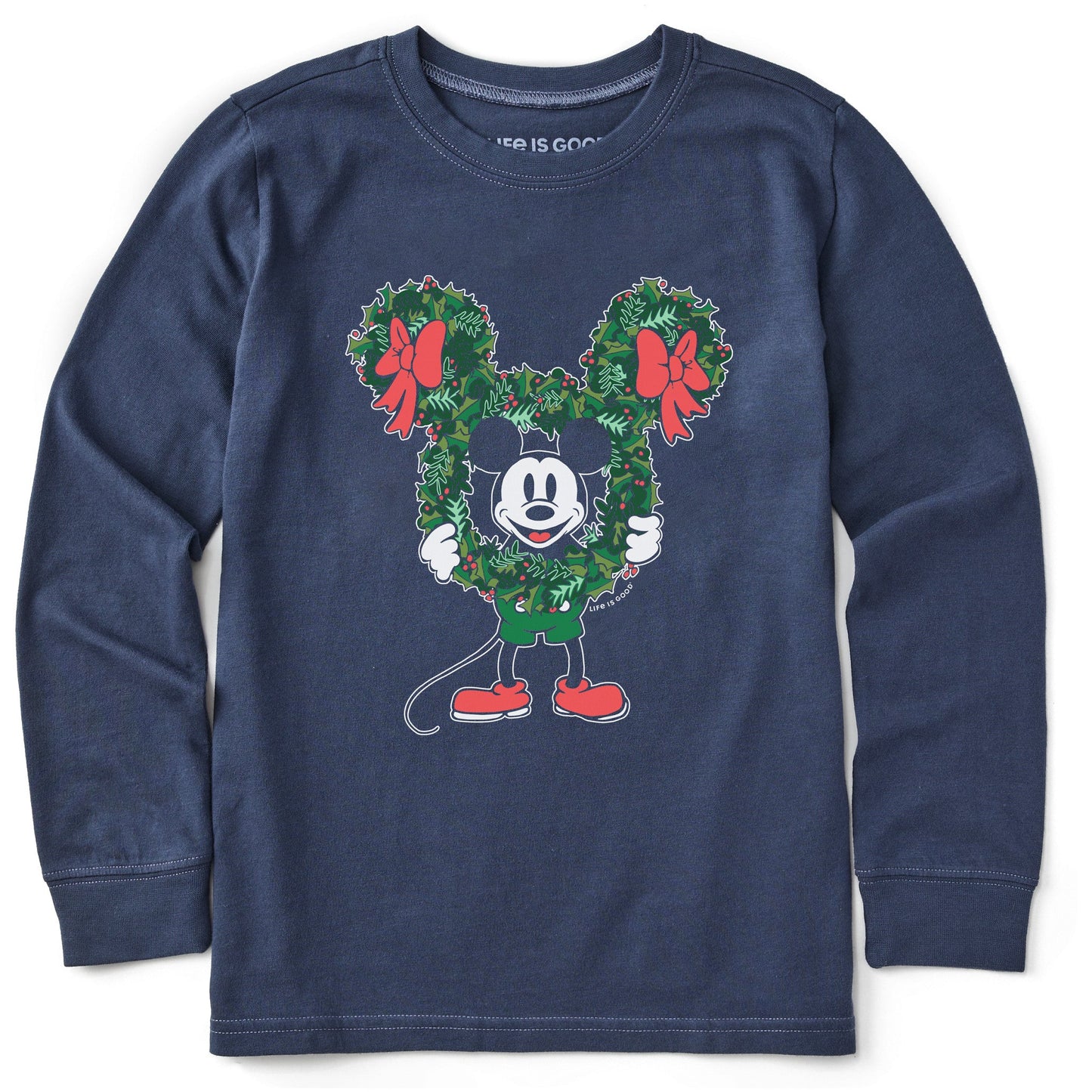 Kids Steamboat Willie Wreath Long Sleeve Crusher Tee