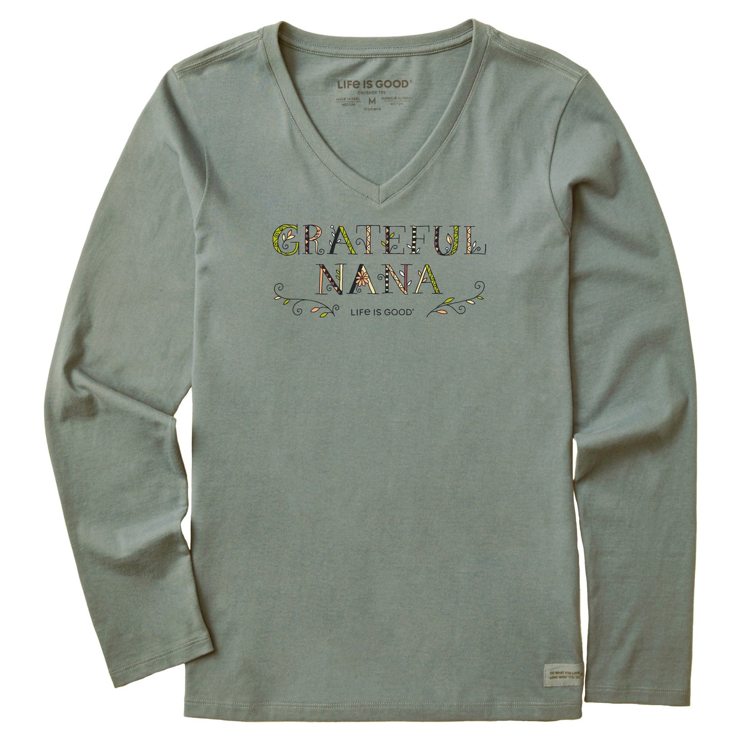 Women's Grateful Nana Doodle Long Sleeve Crusher Vee