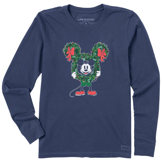 Women's Steamboat Willie Wreath Long Sleeve Crusher Tee