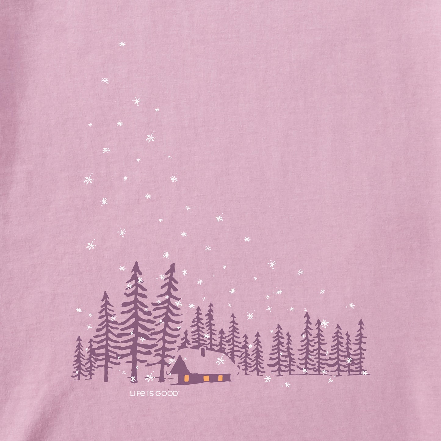 Women's Snowy Cabin Landscape Long Sleeve Crusher Tee