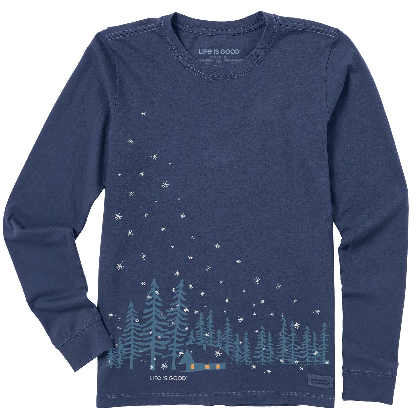 Women's Snowy Cabin Landscape Long Sleeve Crusher Tee