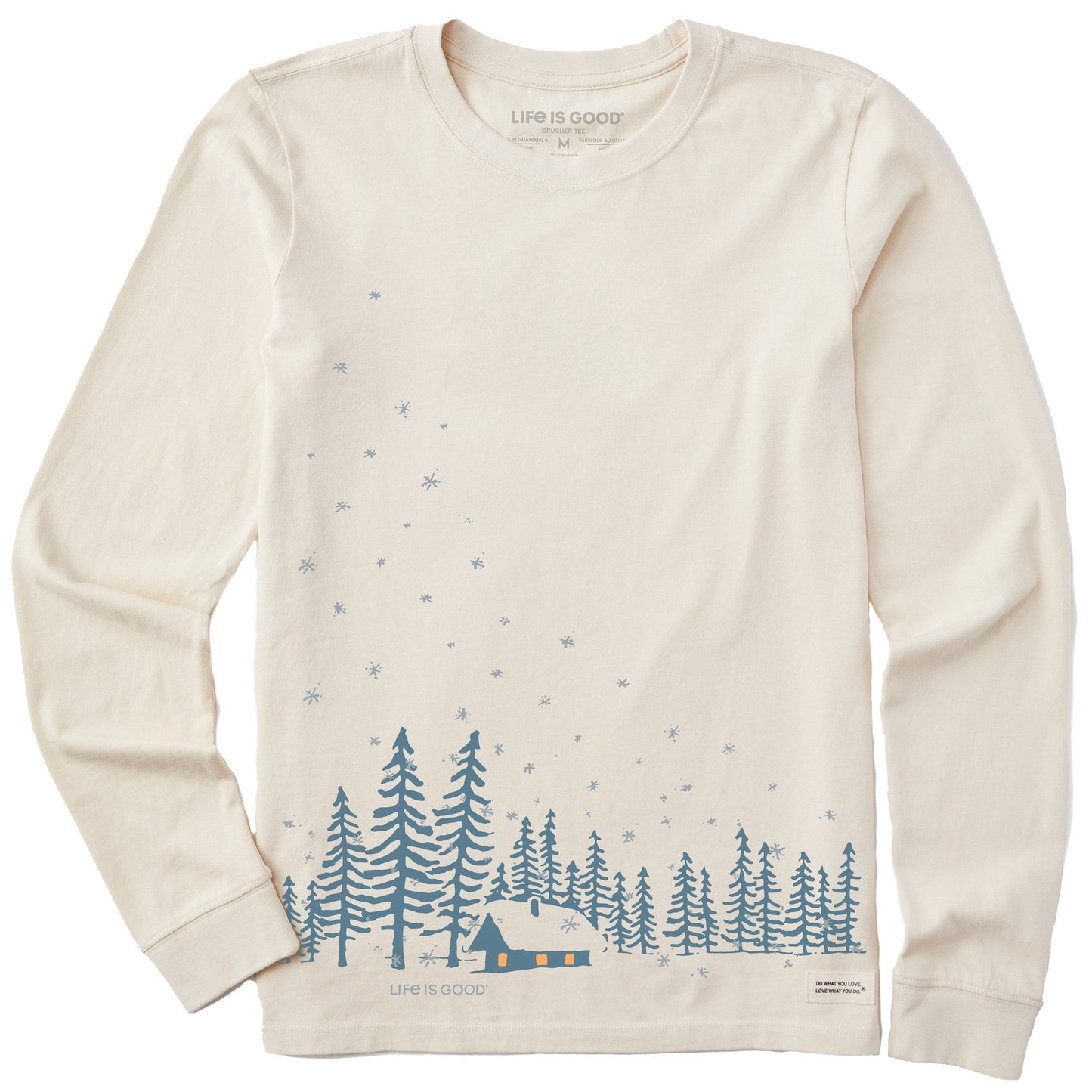 Women's Snowy Cabin Landscape Long Sleeve Crusher Tee
