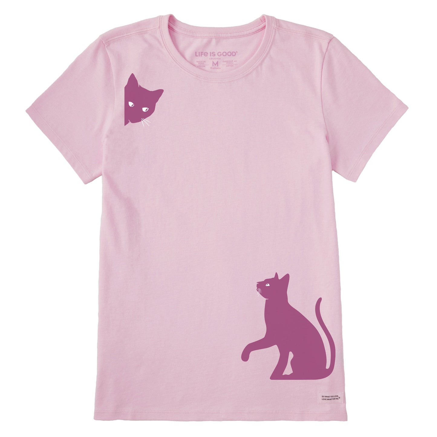 Women's Two Curious Cats Short Sleeve Crusher Tee