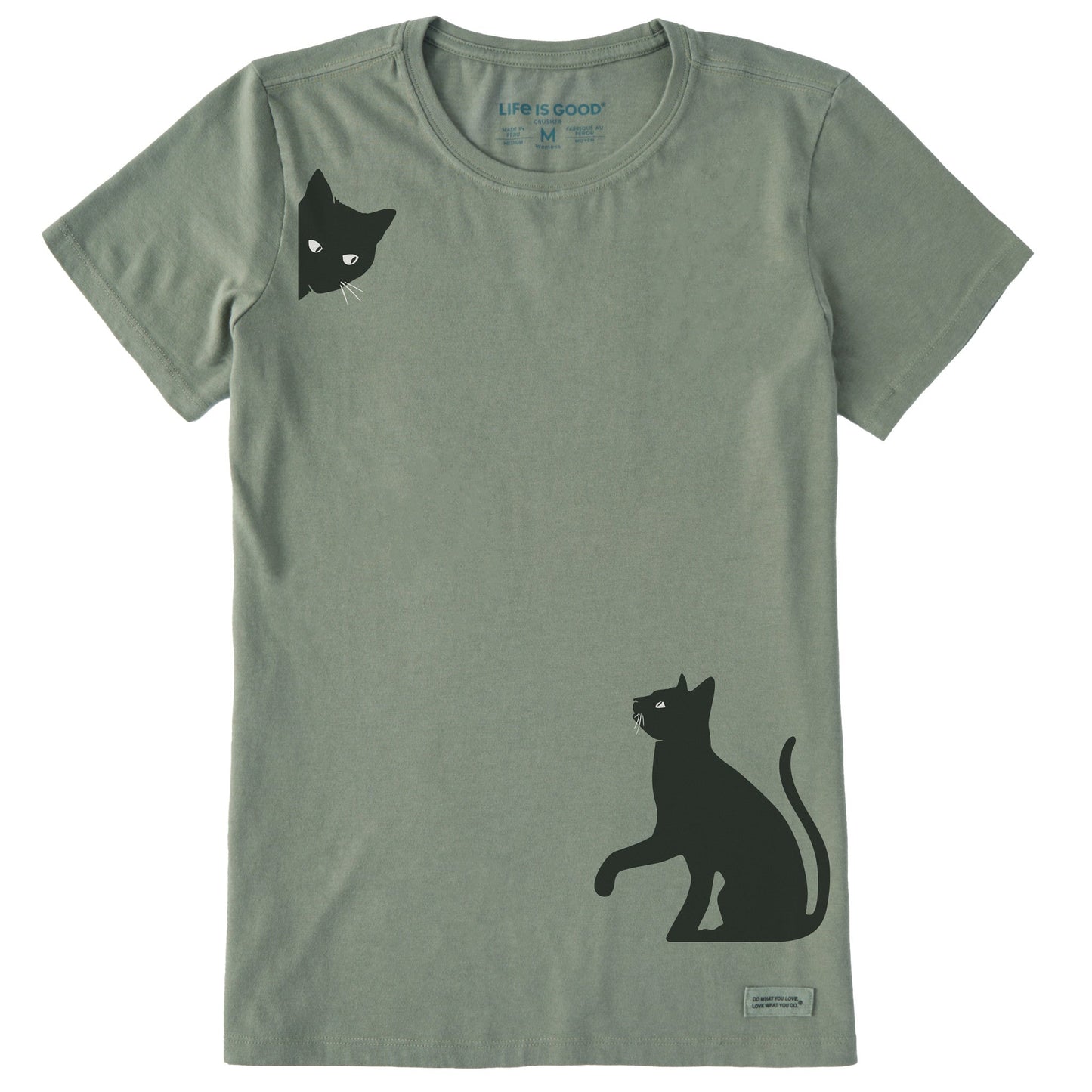 Women's Two Curious Cats Short Sleeve Crusher Tee