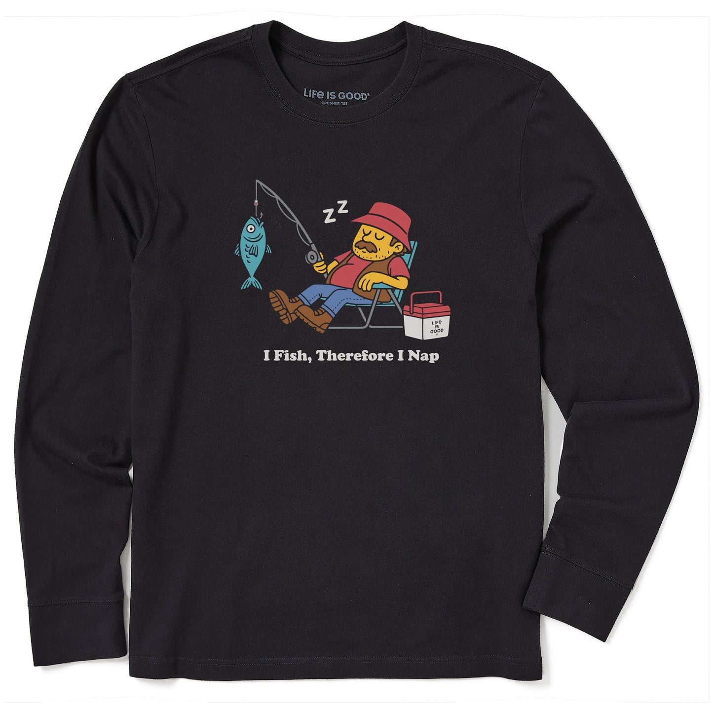 Men's I Fish, Therefore I Nap Long Sleeve Crusher Tee