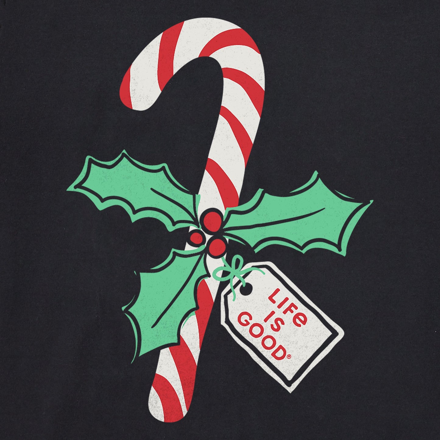 Women's Candy Cane Holly Long Sleeve Crusher Vee