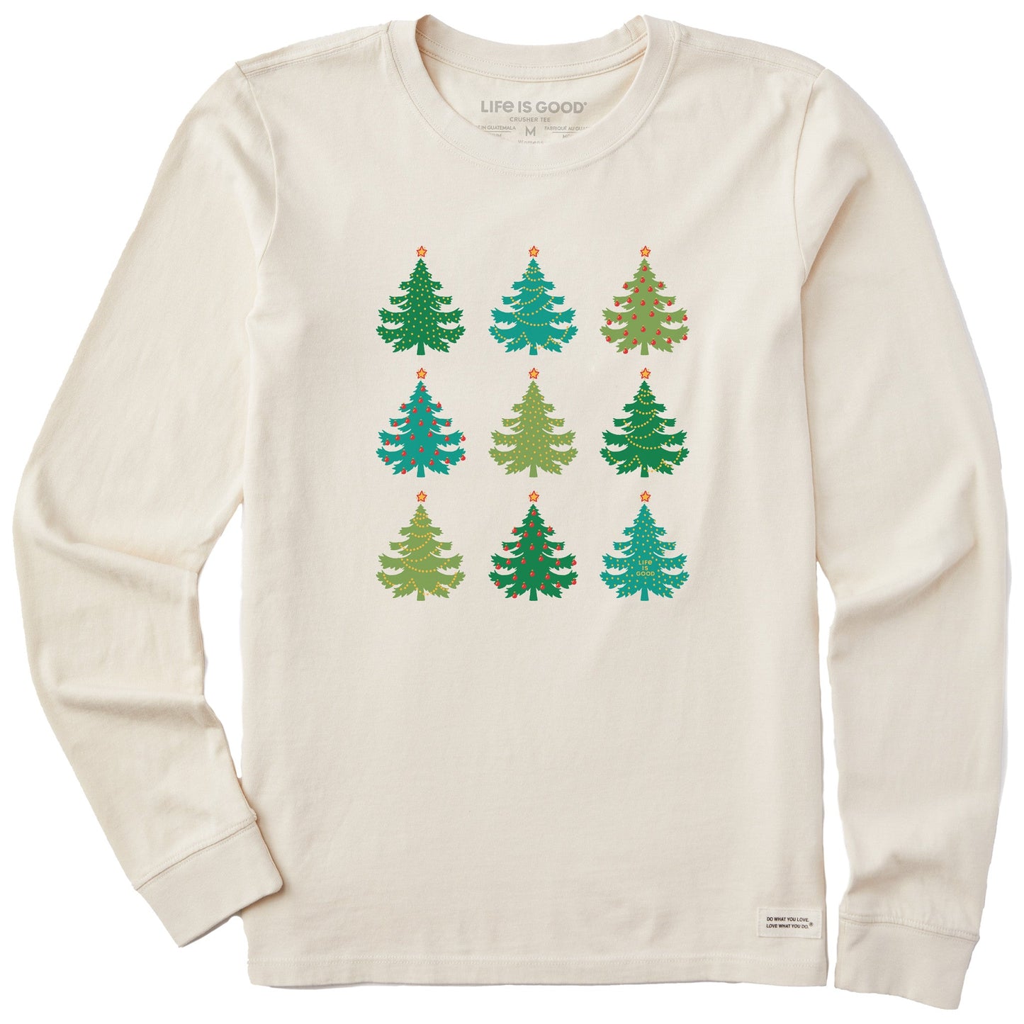 Women's Nine Christmas Trees Long Sleeve Crusher Tee