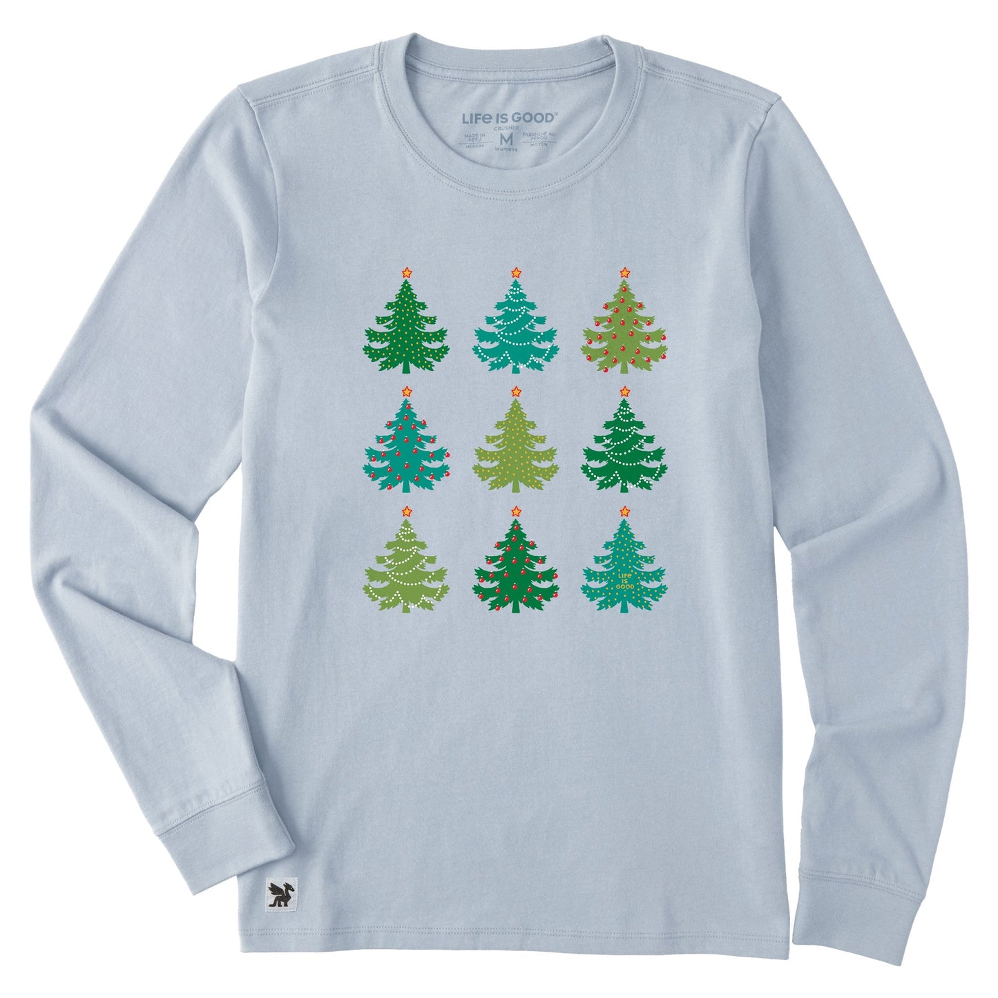 Women's Nine Christmas Trees Long Sleeve Crusher Tee