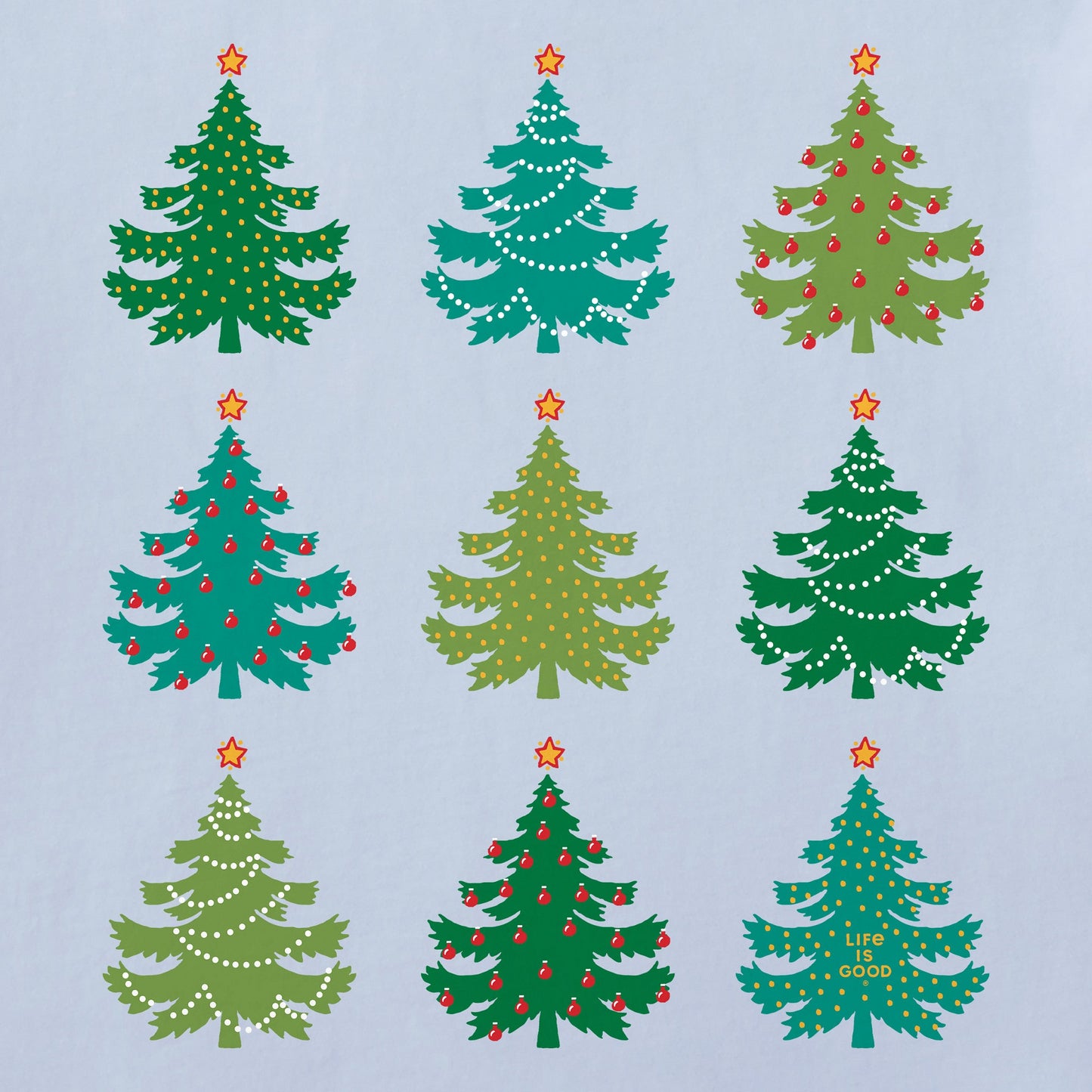 Women's Nine Christmas Trees Long Sleeve Crusher Tee