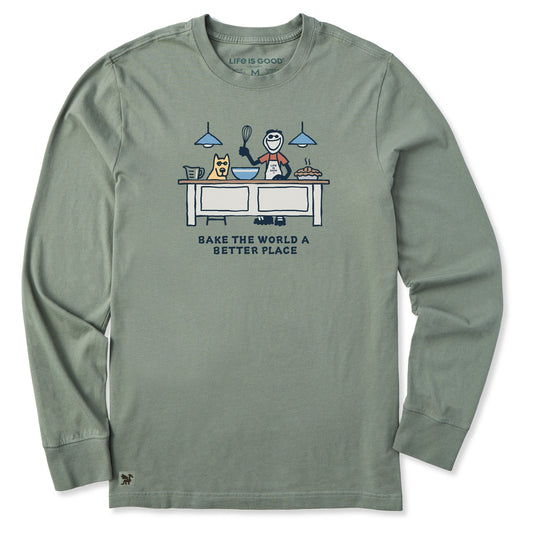 Men's Bake the World a Better Place Jake Long Sleeve Crusher Tee