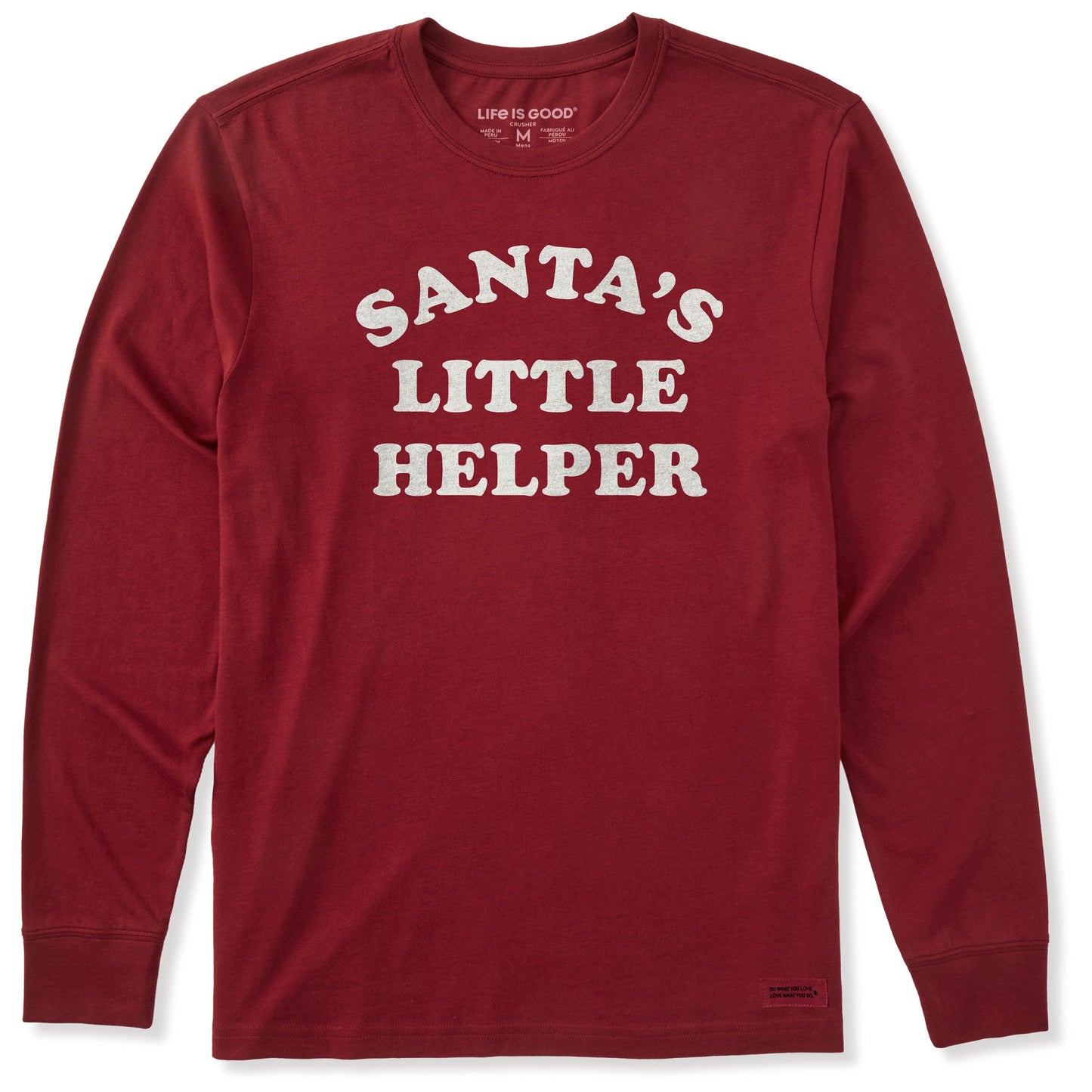 Men's Santa's Little Helper Arch Long Sleeve Crusher Tee