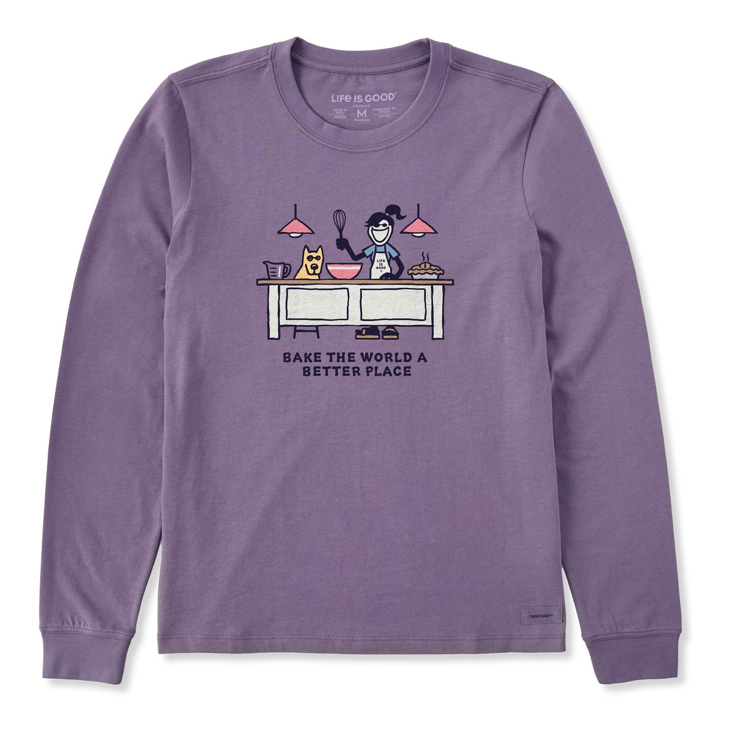 Women's Bake the World a Better Place Jackie Long Sleeve Crusher Tee