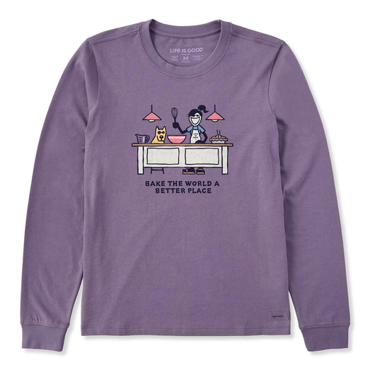 Women's Bake the World a Better Place Jackie Long Sleeve Crusher Tee