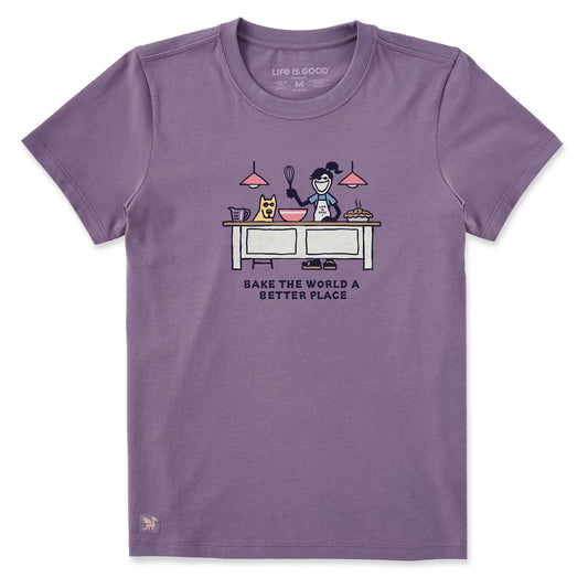Women's Bake the World a Better Place Jackie Short Sleeve Crusher Tee