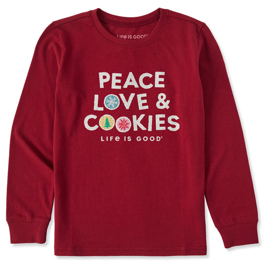 Kids Peace Love & Cookies Long Sleeve Crusher Tee