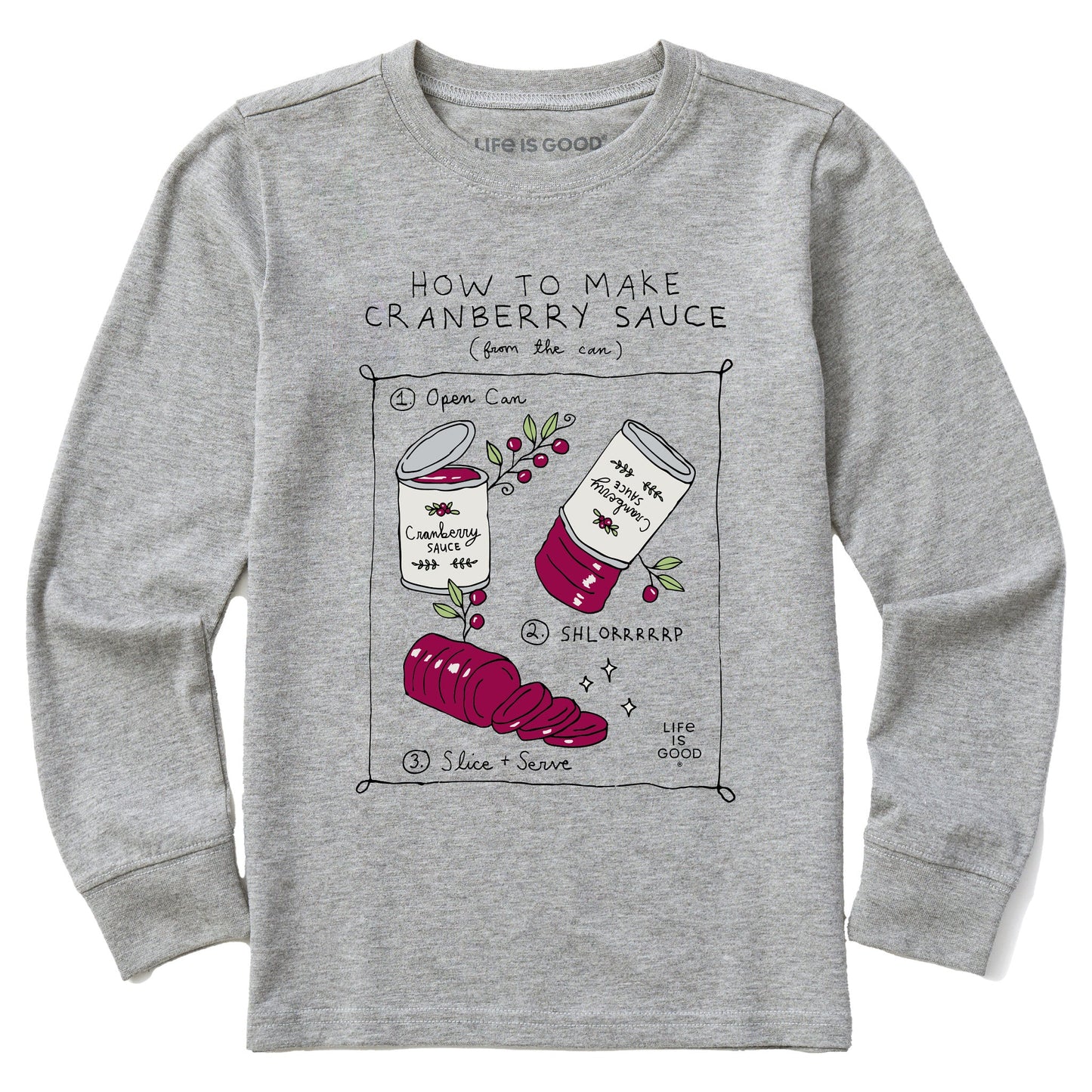 Kids How to Make Cranberry Sauce Long Sleeve Crusher Tee