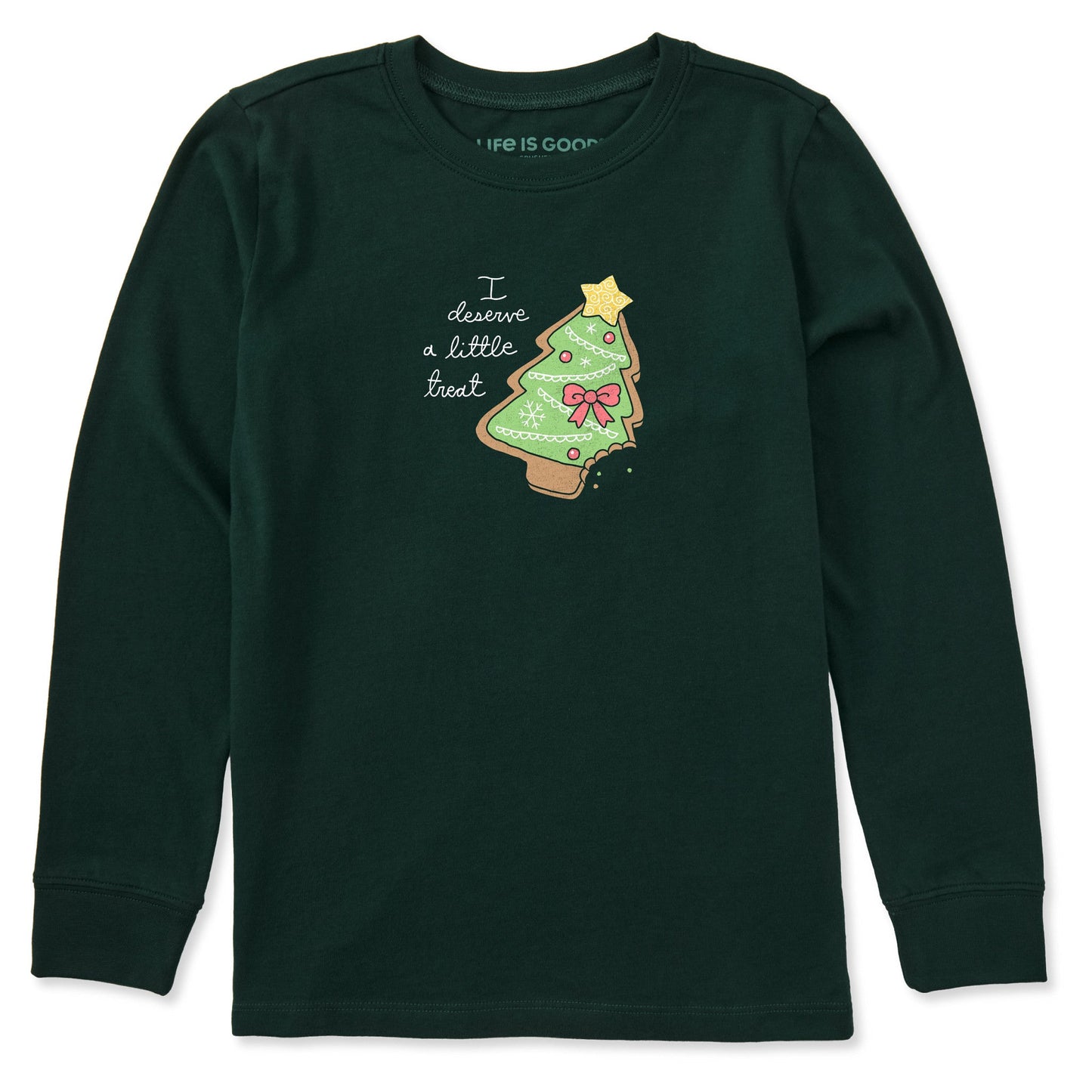 Kids I Deserve a Little Christmas Treat Long Sleeve Crusher Tee