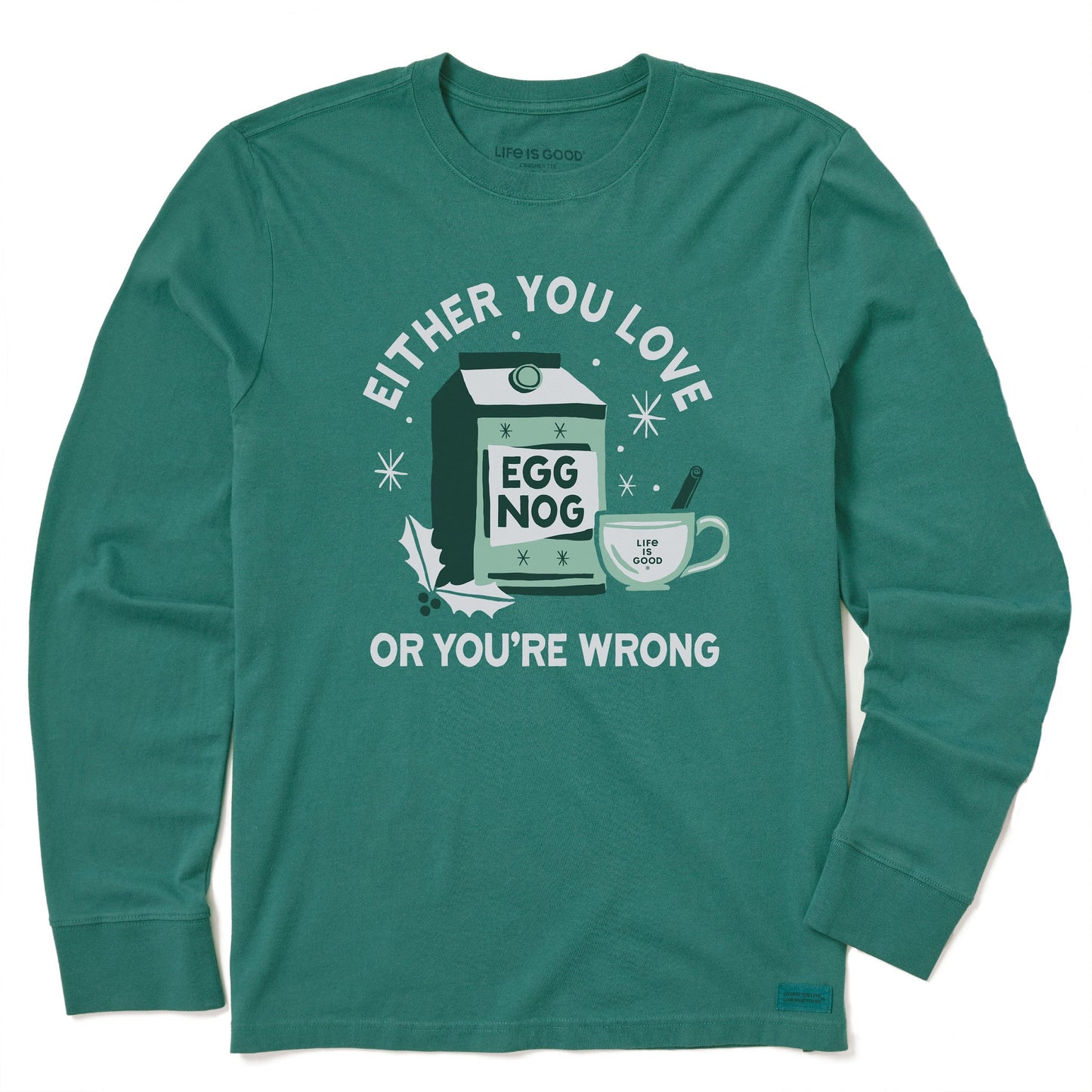 Men's Either You Love Eggnog Long Sleeve Crusher Tee