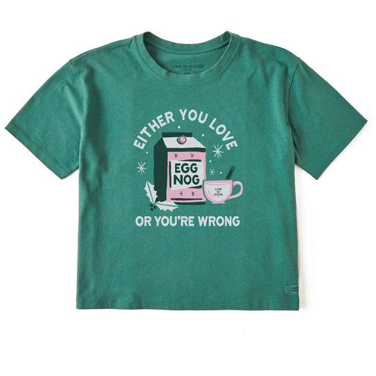 Women's Either You Love Eggnog Short Sleeve Crusher Boxy Tee