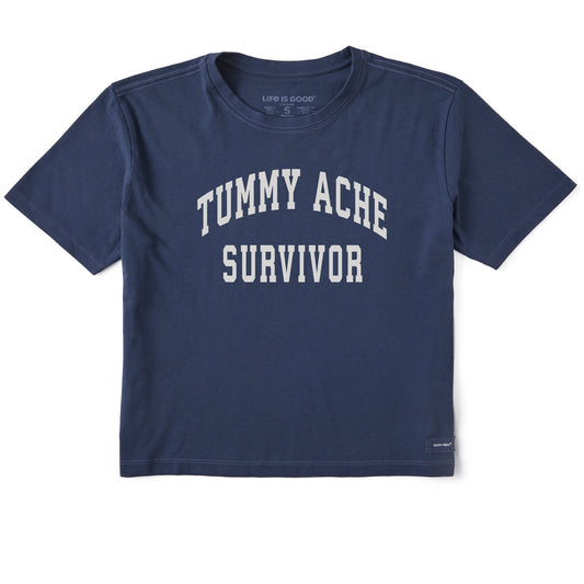 Women's Tummy Ache Survivor Arch Short Sleeve Crusher Boxy Tee