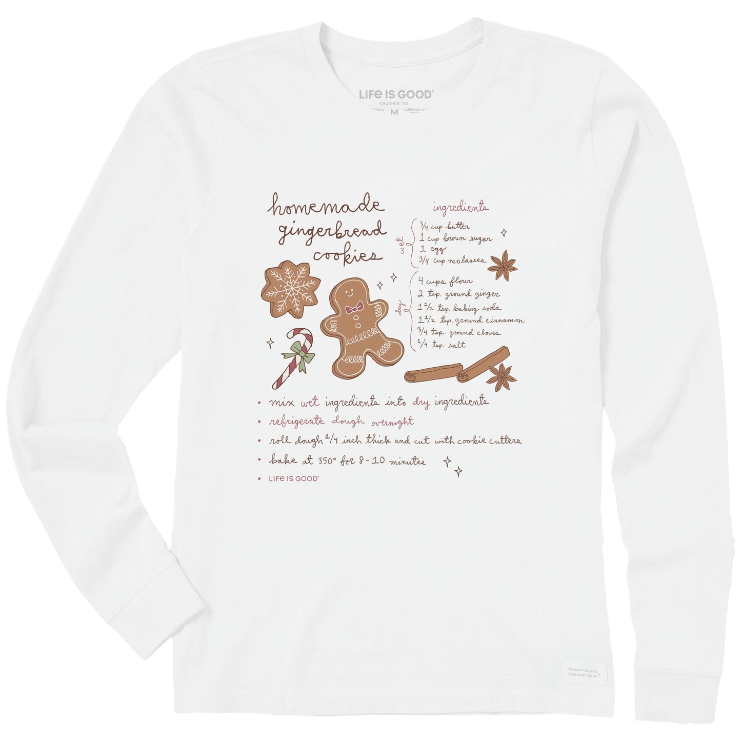 Women's Gingerbread Cookies Recipe Long Sleeve Crusher Tee