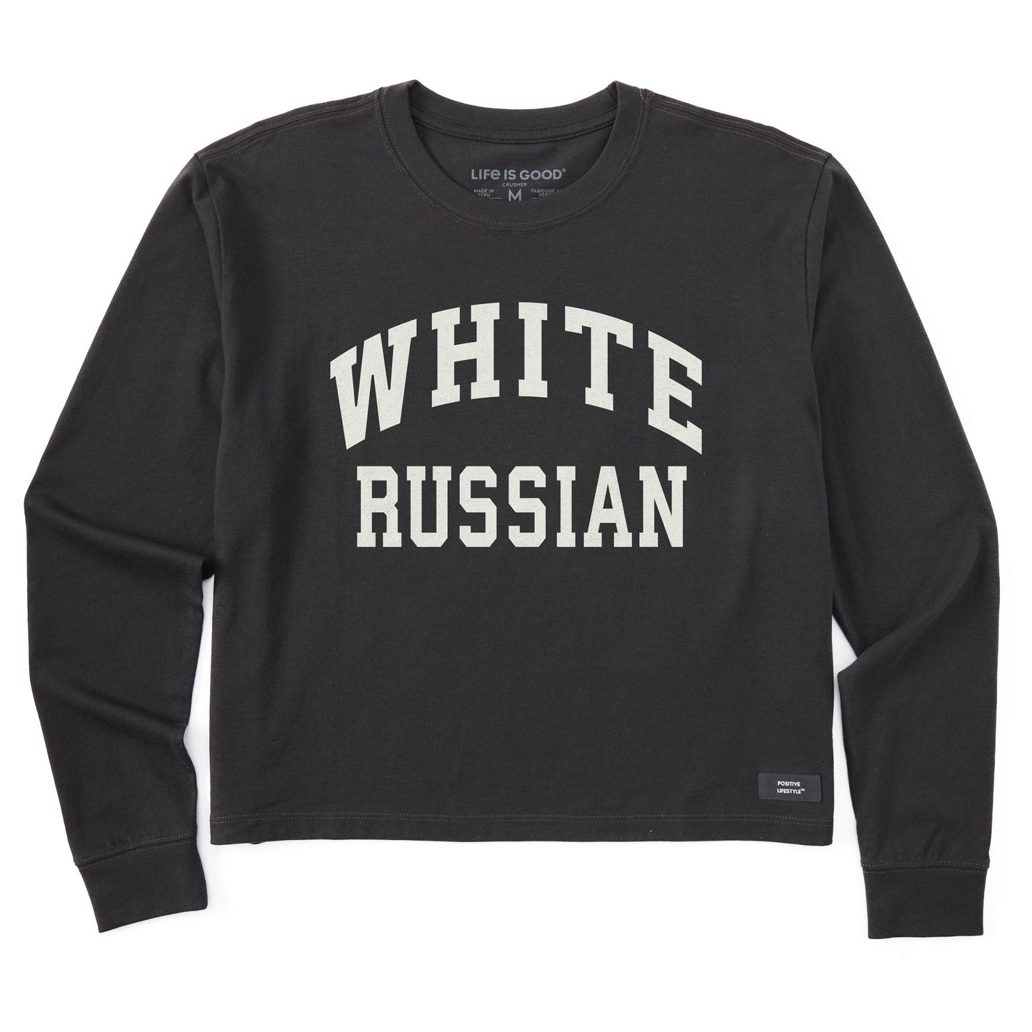 Women's White Russian Long Sleeve Crusher Boxy Tee