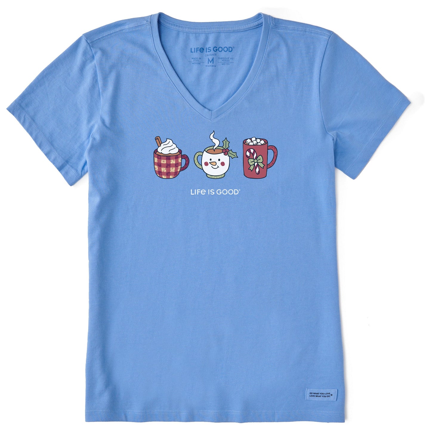 Women's Christmas Mug Trio Short Sleeve Crusher Vee