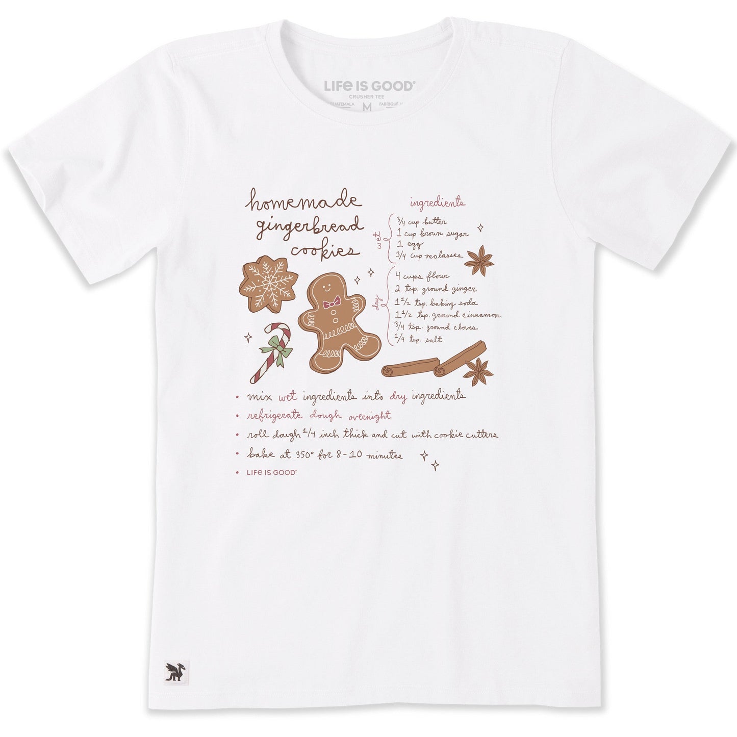 Women's Gingerbread Cookies Recipe Short Sleeve Crusher Tee