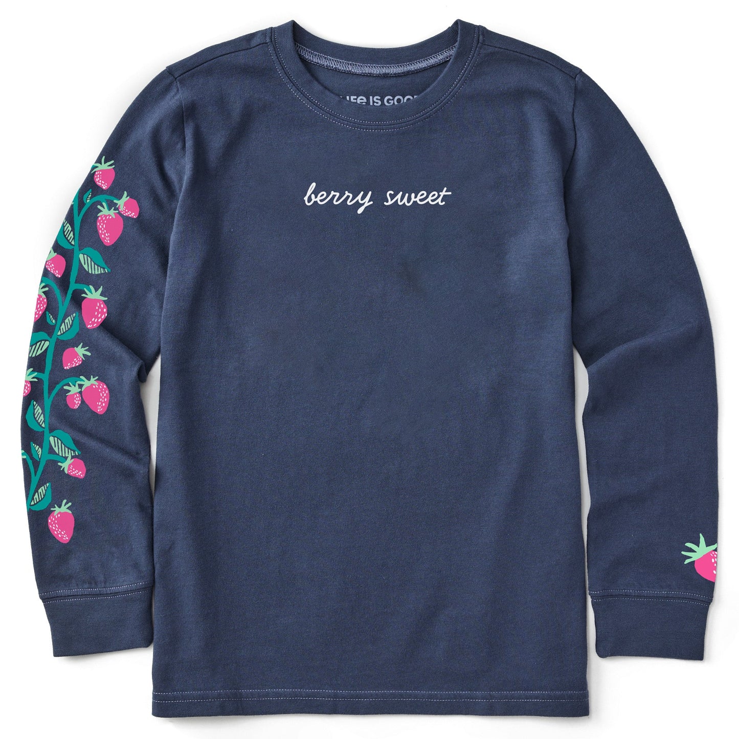 Kids Sweet Strawberries Long Sleeve Crusher Tee
