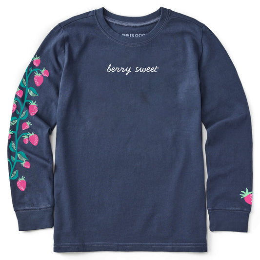 Kids Sweet Strawberries Long Sleeve Crusher Tee