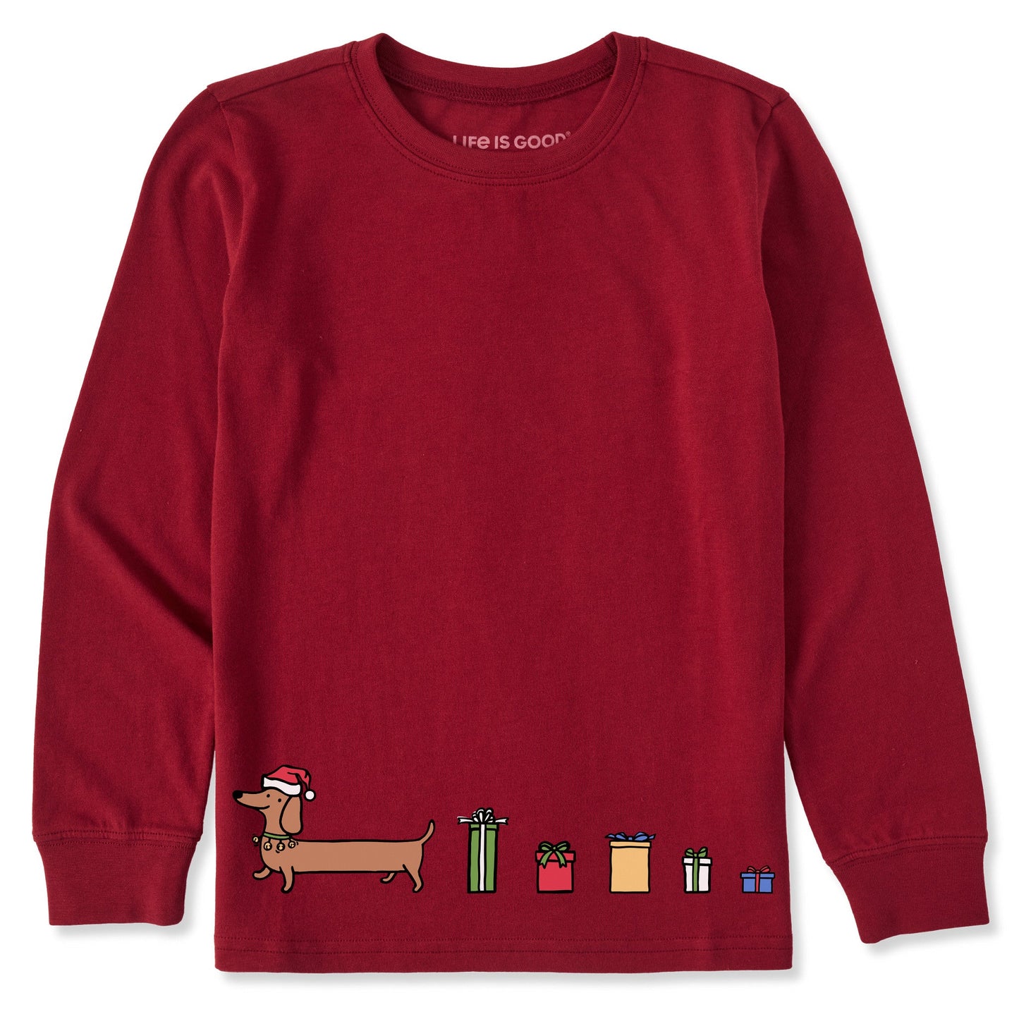 Kids Santa Weenie Presents Long Sleeve Crusher Tee