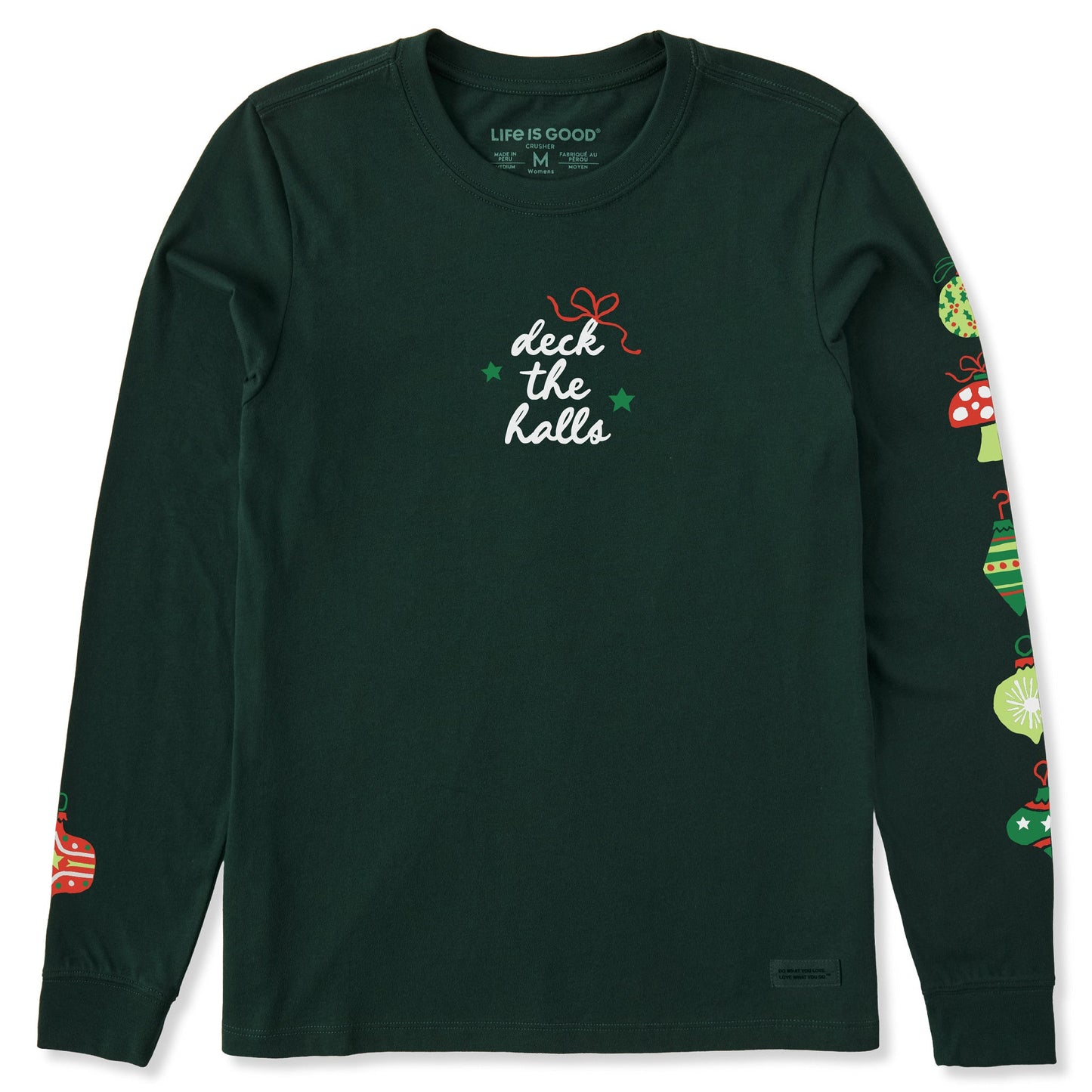 Women's Deck the Halls Ornaments Long Sleeve Crusher Tee