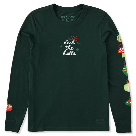 Women's Deck the Halls Ornaments Long Sleeve Crusher Tee