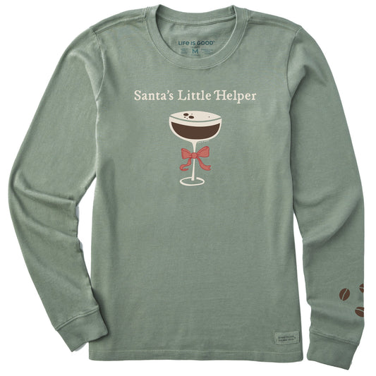 Women's Santas Little Helper Espresso Martini Long Sleeve Crusher Tee