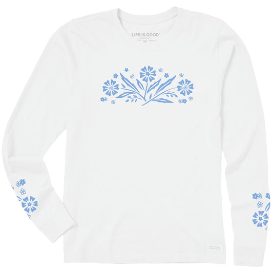 Women's Retro Floral Long Sleeve Crusher Tee