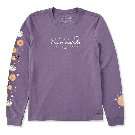 Women's Buon Natale Italian Christmas Cookies Long Sleeve Crusher Tee