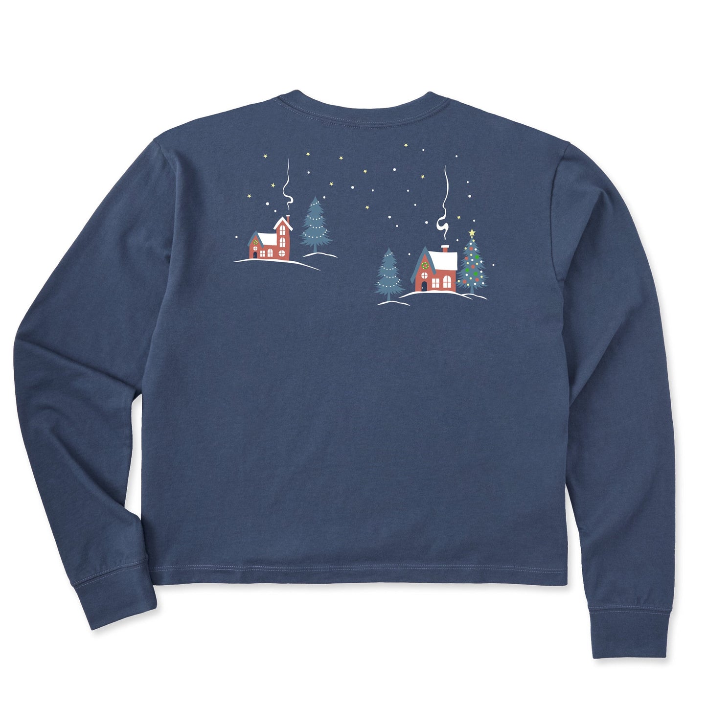 Women's Christmas Eve Village Long Sleeve Crusher Boxy Tee
