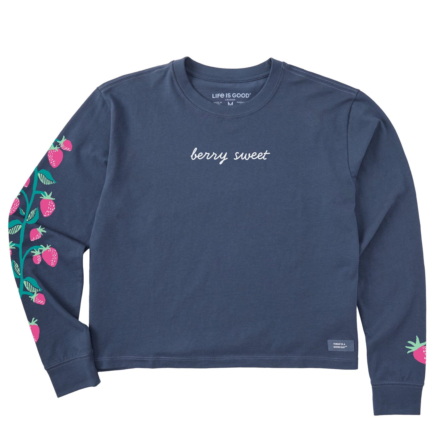 Women's Sweet Strawberries Long Sleeve Crusher Boxy Tee