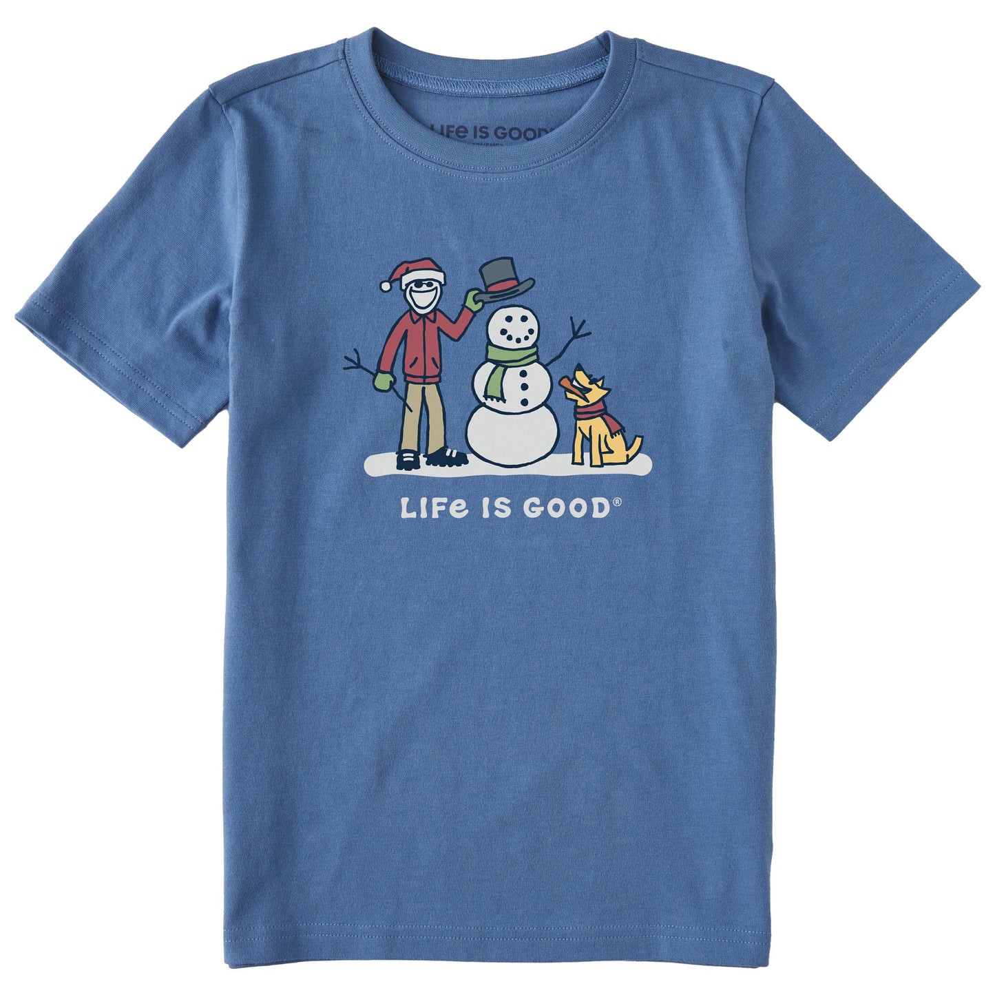 Kids Jake and Rocket Making Snowman Short Sleeve Crusher Tee