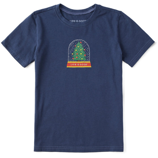 Kids Snow Globe Christmas Tree Short Sleeve Crusher Tee