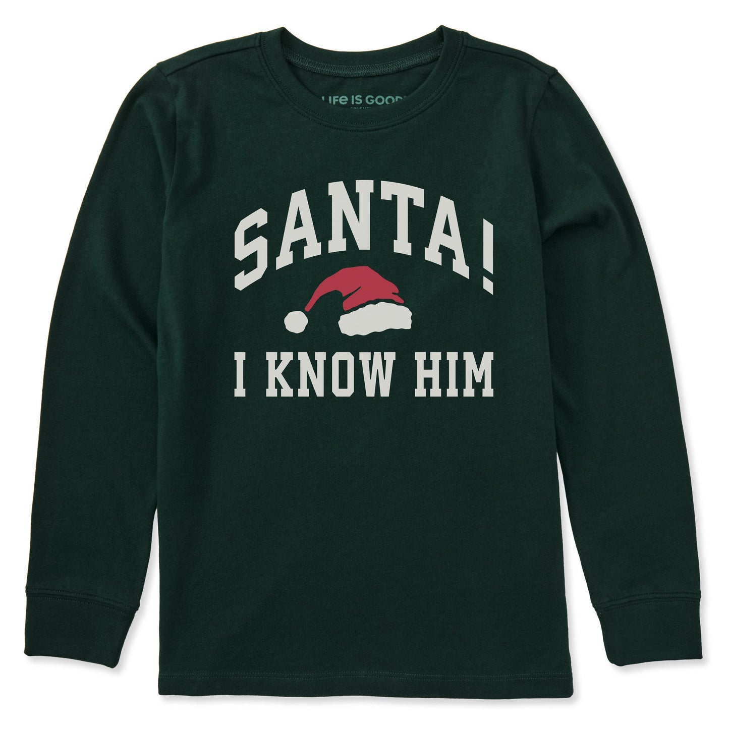 Kids Santa! I Know Him Arch Long Sleeve Crusher Tee