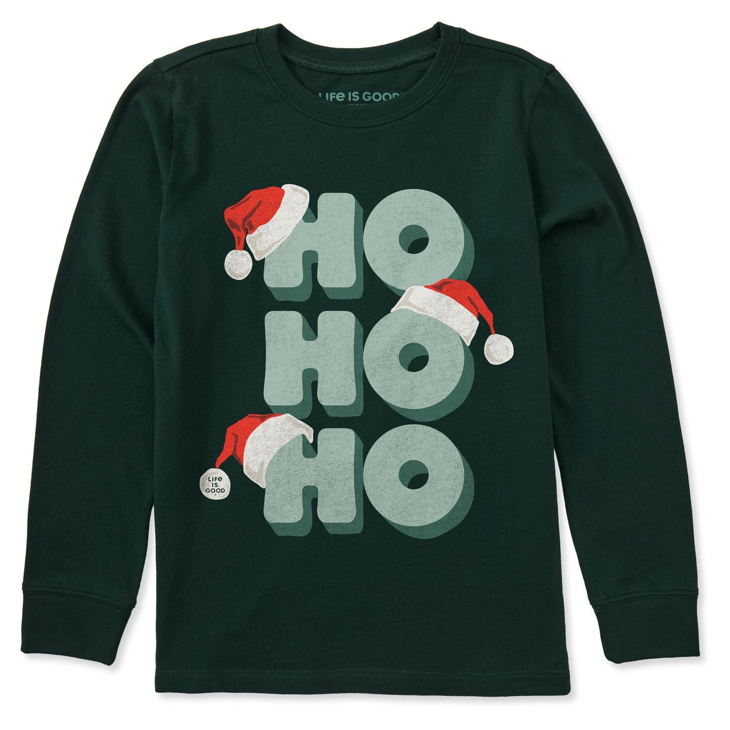 Kids Ho Ho Ho Stack Long Sleeve Crusher Tee