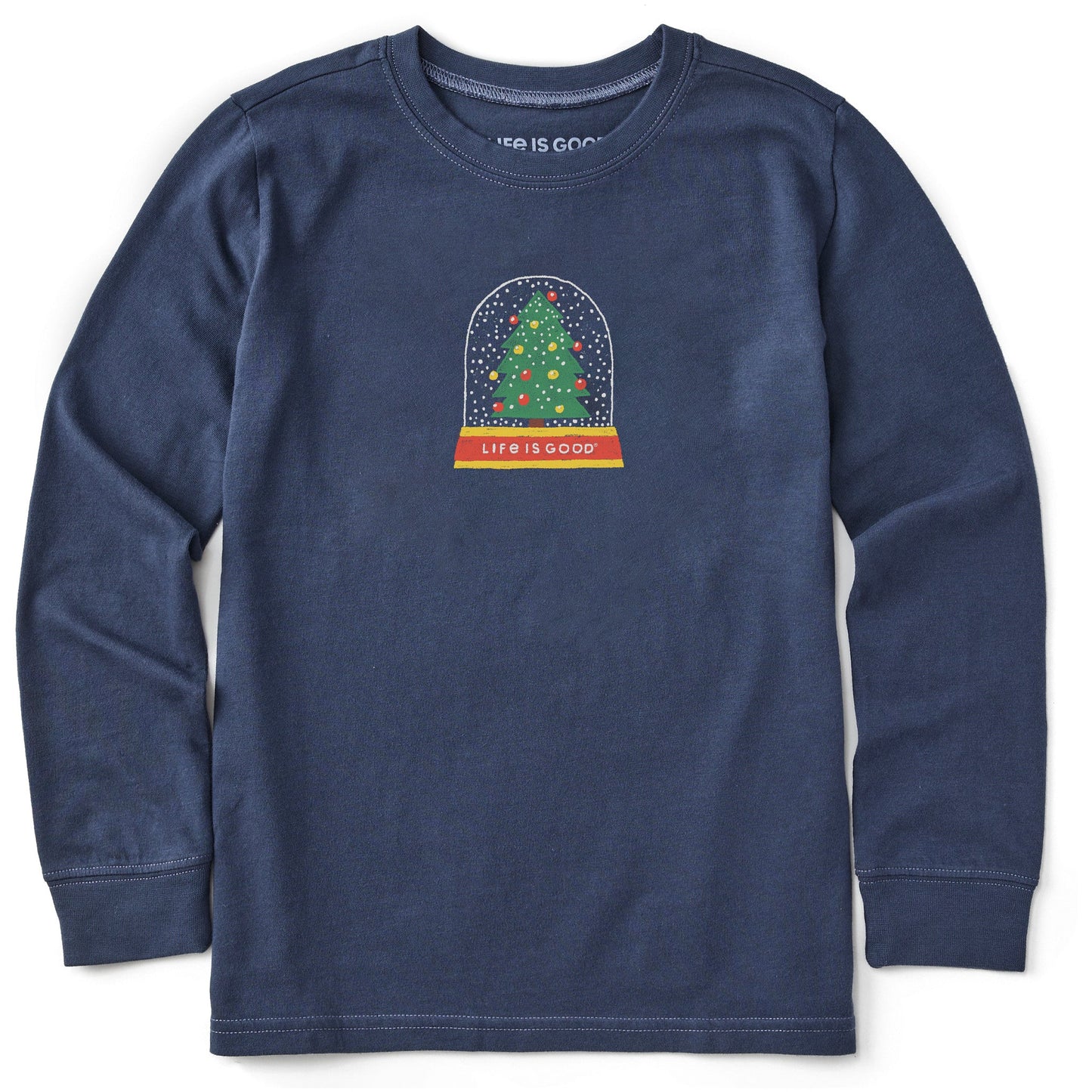 Kids Snow Globe Christmas Tree Long Sleeve Crusher Tee