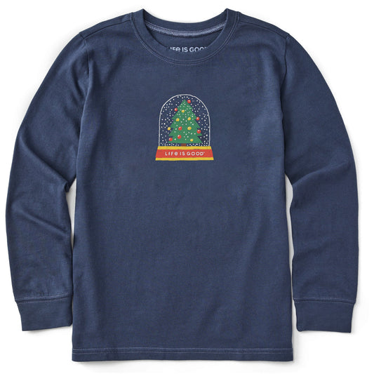 Kids Snow Globe Christmas Tree Long Sleeve Crusher Tee