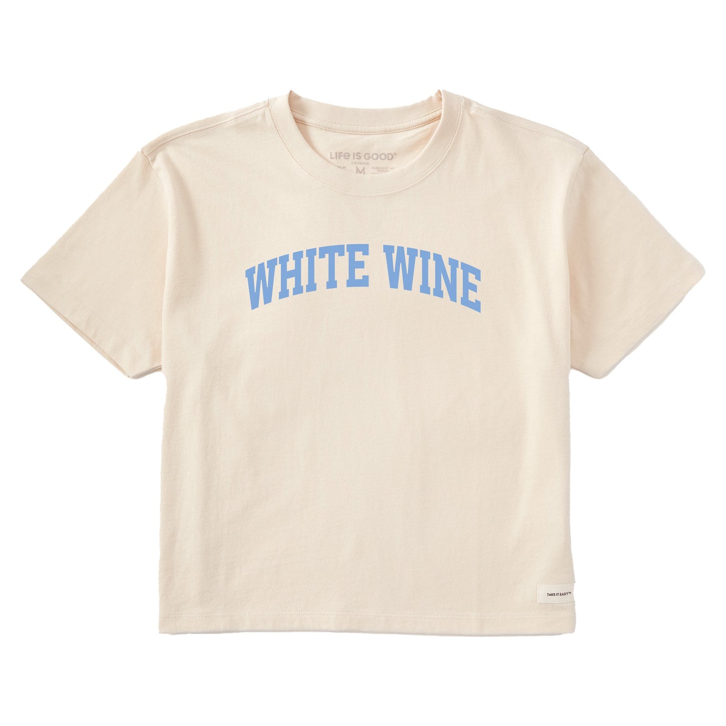 Women's White Wine Arch Short Sleeve Crusher Boxy Tee