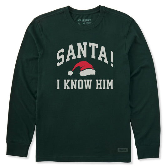 Men's Santa! I Know Him Arch Long Sleeve Crusher Tee