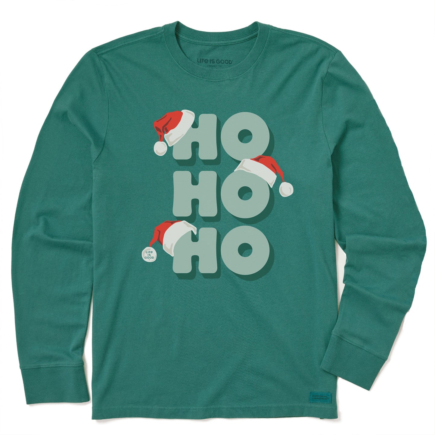 Men's Ho Ho Ho Stack Long Sleeve Crusher Tee