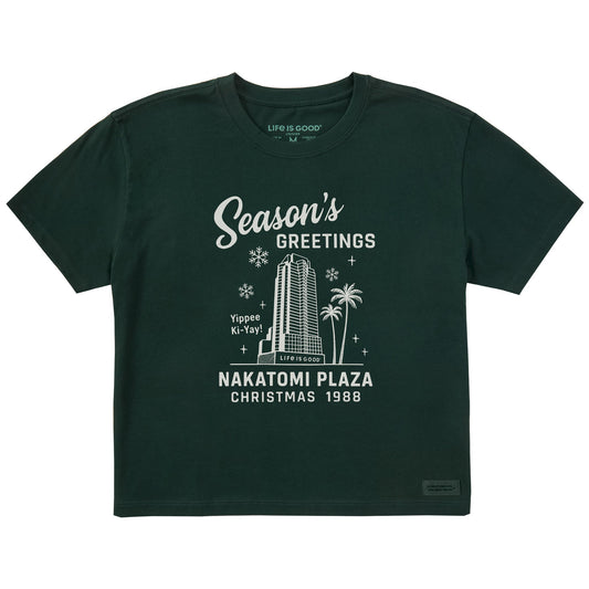 Women's Greetings from Nakatomi Plaza Short Sleeve Crusher Boxy Tee