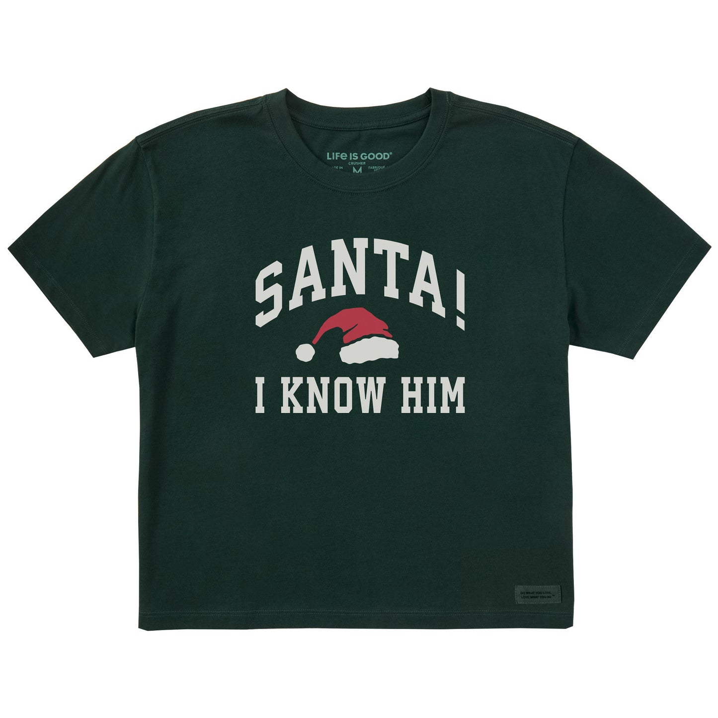 Women's Santa! I Know Him Arch Short Sleeve Crusher Boxy Tee